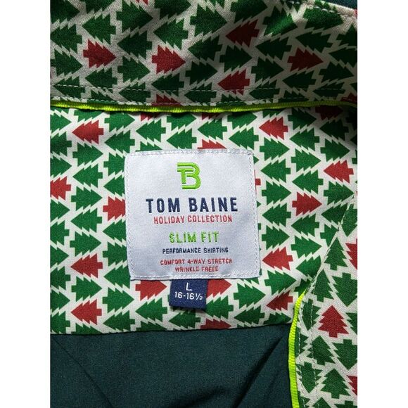 Tom Baine Long Sleeve Button Up Holiday Collection Shirt Men's Size Large Green - Picture 3 of 10